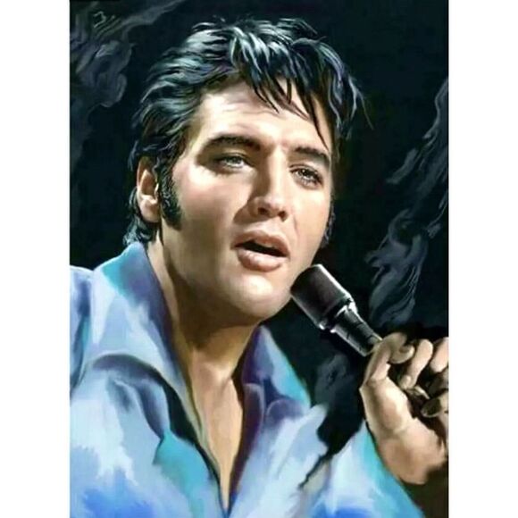 RARE Elvis Presley Portrait Painting Singing Rock n Roll Print Wall Art - Picture 2 of 7